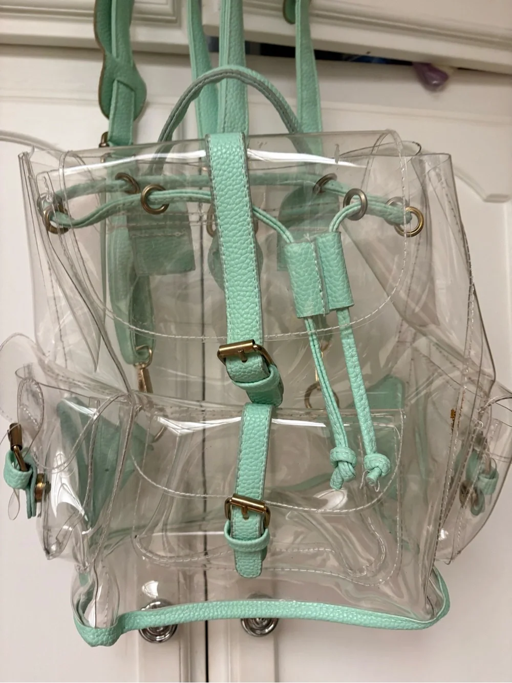 Clear Mint Trim Backpack Tote - Women Bags